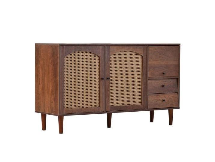 OUTMAX Sideboard Sideboard, mit drei Türen und zwei Schubladen 130*75.5*40 cm, Nussbaum (Set, 1 St., Großer Stauraum, langlebiges und elegantes Aussehen), Länge 130 cm, Breite 40.9 cm von OTTO