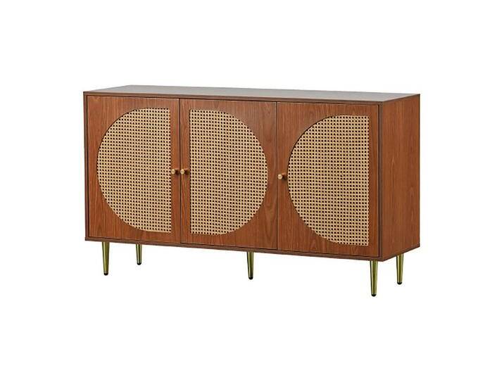 OUTMAX Sideboard Sideboard mit 3 Rattan verzierten für Wohnräume & Büro, 129.8x40x76cm (Set, 1 St., Robust und langlebig, großer Stauraum), Länge 129,8 cm, Breite 40 cm von OTTO