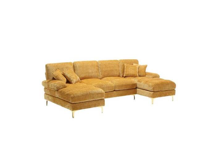 Odikalo Big-Sofa Chenille Sofa U-Form Lounge Sessel Sektionssofa Liegesitzen Mehrfarbig, gelb, Gelb von OTTO