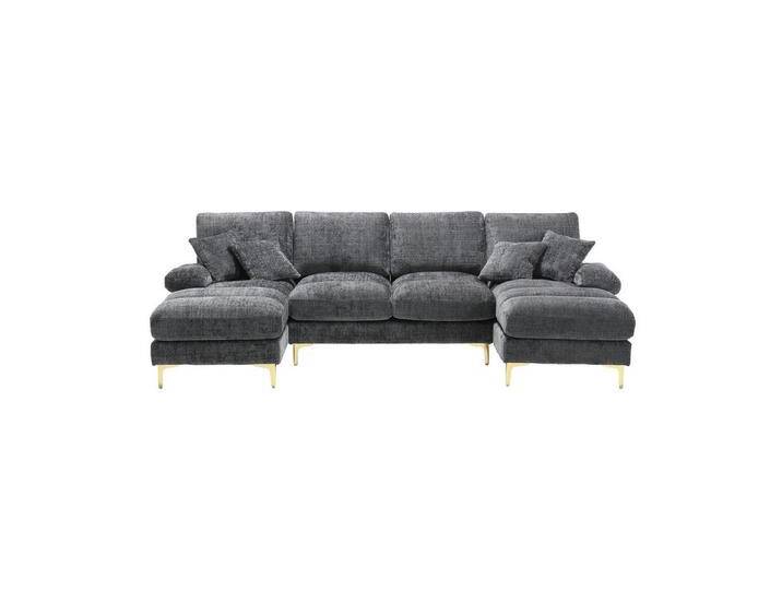 Odikalo Big-Sofa Chenille Sofa U-Form Lounge Sessel Sektionssofa Liegesitzen Mehrfarbig, grau, Grau von OTTO