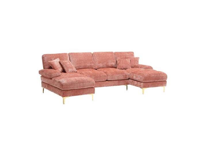 Odikalo Big-Sofa Chenille Sofa U-Form Lounge Sessel Sektionssofa Liegesitzen Mehrfarbig, rosa, Rosa von OTTO