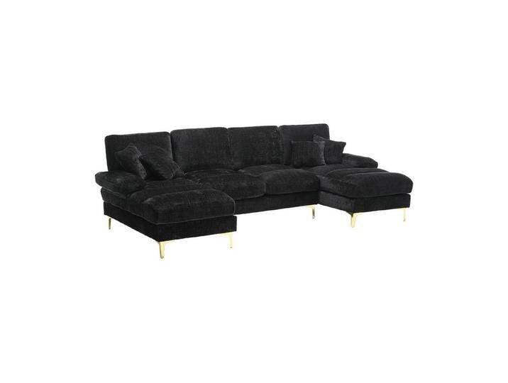 Odikalo Big-Sofa Chenille Sofa U-Form Lounge Sessel Sektionssofa Liegesitzen Mehrfarbig, schwarz, Schwarz von OTTO