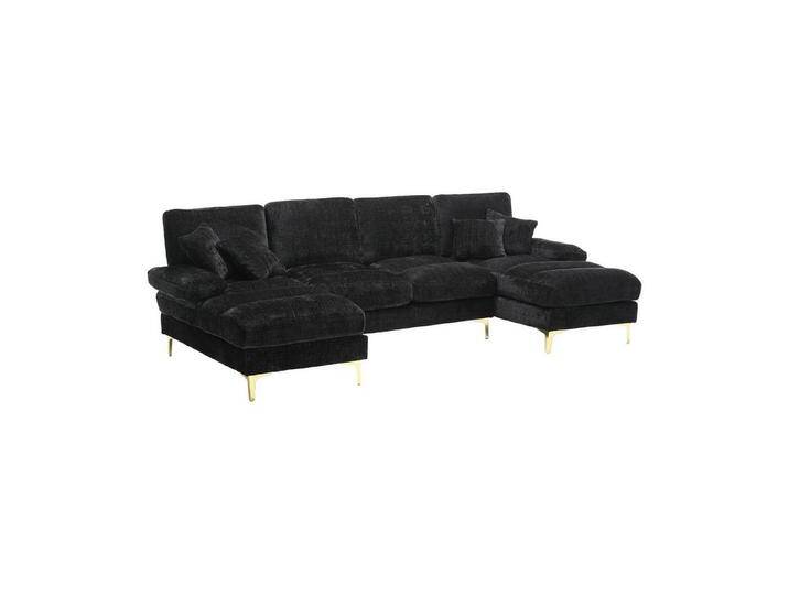Odikalo Big-Sofa Chenille Sofa U-Form Lounge Sessel Sektionssofa Liegesitzen Mehrfarbig, schwarz, Schwarz von OTTO