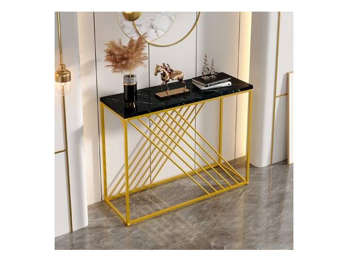 Odikalo Couchtisch Beistelltisch Konsolentisch Flurtisch Küchentisch Gold Linien Schwarz, schwarz von OTTO