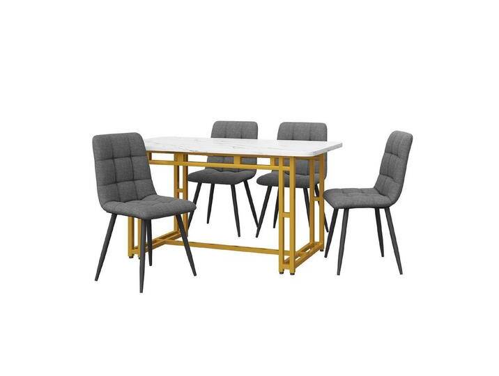 Odikalo Esstisch 120x70cm Gold Esstisch mit 4 Stühlen Set,Moderne Küche Esstisch Set, grau, Gold+Grau Leinen Odikalo Esstisch 120x70cm Gold Esstisch mit 4 Stühlen Set,Moderne Küche Esstisch Set, grau, Gold+Grau Leinen von OTTO