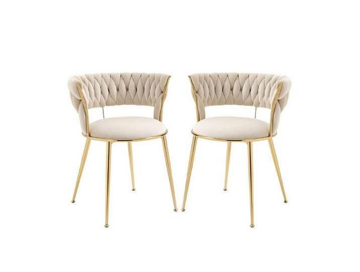 Odikalo Esszimmerstuhl 2er-Set Akzent Stuhl Lounge Sessel Samt Metallfüßen mehr Farbig, weiß, Weiss von OTTO