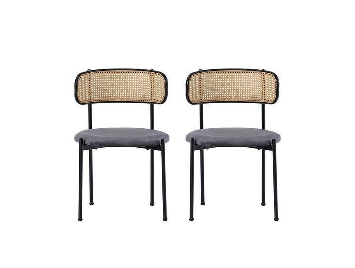 Odikalo Esszimmerstuhl 2er-Set Samt Polsterstuhl Freizeitstuhl 4 Stützbeinen Rattan Grau, grau Odikalo Esszimmerstuhl 2er-Set Samt Polsterstuhl Freizeitstuhl 4 Stützbeinen Rattan Grau, grau von OTTO