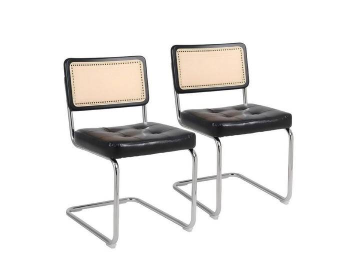 Odikalo Esszimmerstuhl Akzentstühle Gepolstert Kunstleder Rattan 2-Set Braun/Schwarz, schwarz, Schwarz von OTTO