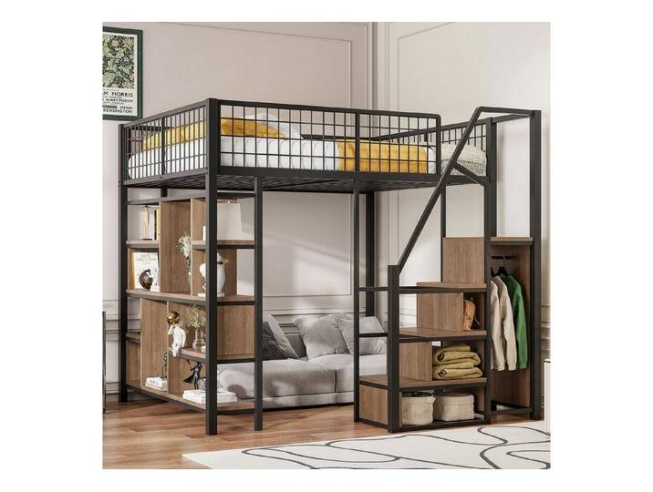 Odikalo Hochbett Kinderbett Jugendbett Metallbett 140x200 (Multifunktionales Hochbett 140 x 200 cm, Metallbett mit Stauraum, Ablageflächen und Treppe Odikalo Hochbett Kinderbett Jugendbett Metallbett 140x200 (Multifunktionales Hochbett 140 x 200 cm, Metallbett mit Stauraum, Ablageflächen und Treppe von OTTO