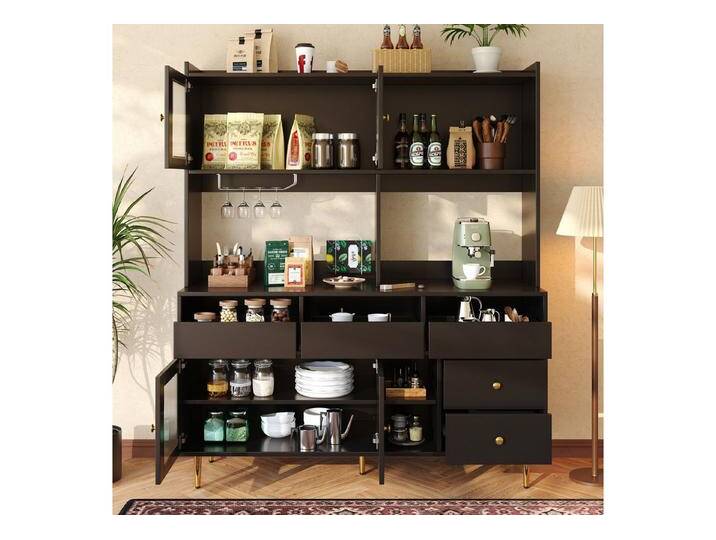 Odikalo Küchenbuffet Esszimmer Buffetschrank Sideboard Weinregal Küchenschrank Mehrfarbig, schwarz, Schwarz Odikalo Küchenbuffet Esszimmer Buffetschrank Sideboard Weinregal Küchenschrank Mehrfarbig, schwarz, Schwarz von OTTO