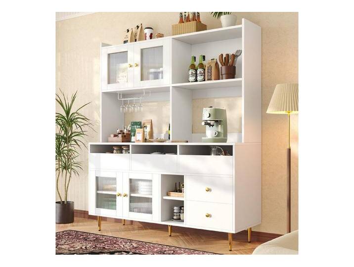 Odikalo Küchenbuffet Esszimmer Buffetschrank Sideboard Weinregal Küchenschrank Mehrfarbig, weiß, Weiß von OTTO