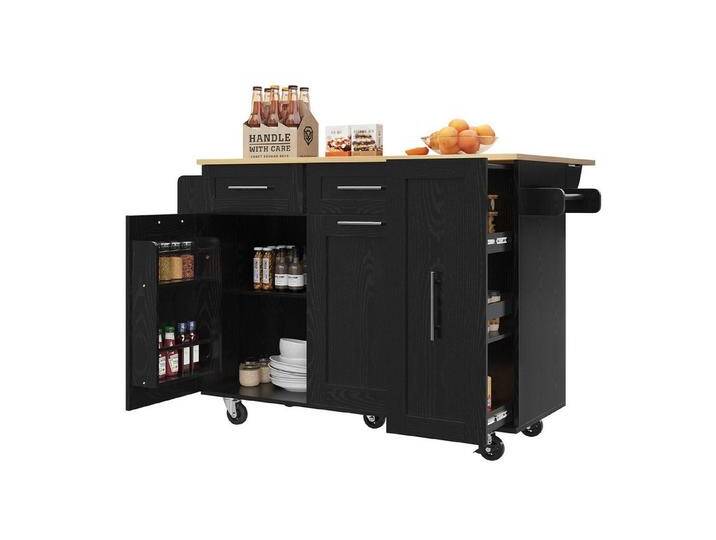 Odikalo Kücheninsel Küchenschrank Servierwagen Speisewagen Küchenwagen Schwarz Weiß, Korpus: Schwarz Odikalo Kücheninsel Küchenschrank Servierwagen Speisewagen Küchenwagen Schwarz Weiß, Korpus: Schwarz von OTTO