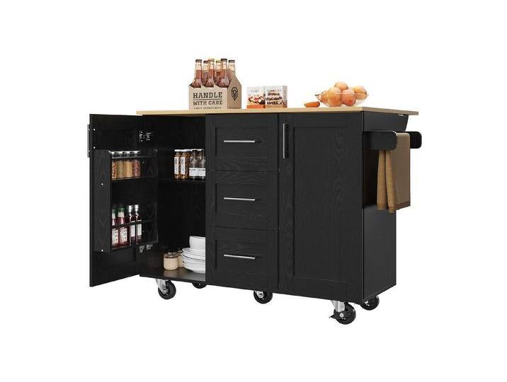 Odikalo Kücheninsel Küchenschrank Servierwagen Speisewagen Küchenwagen Schwarz Weiß, Korpus: Schwarz(2) von OTTO