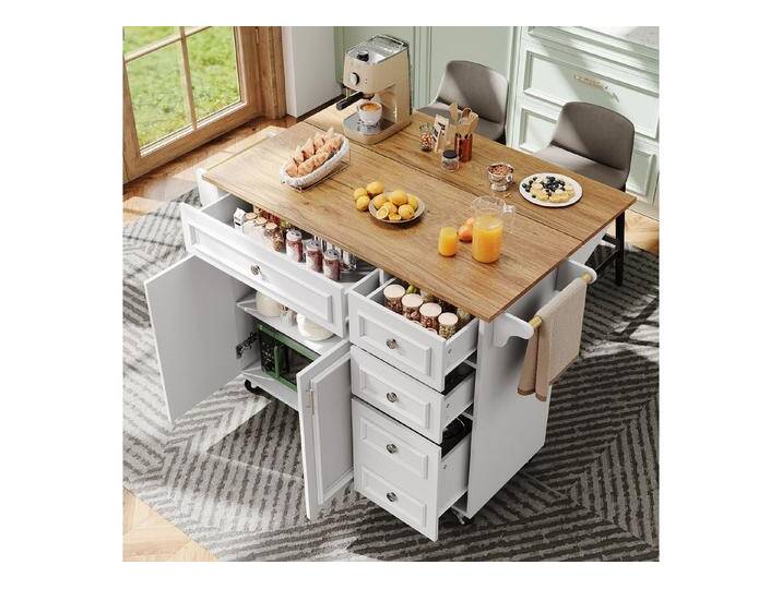 Odikalo Kücheninsel küchenschrank Sideboard Kommode, (Kücheninsel (110×45-75×92cm), Modernes Küchensiland, Küchenschrank, Abnehmbare Servierwagen buffetschrank, Speisewagen mit Vintage-Muster, buffetschrank, Multifunktionale Esstisch mit Speicherraum,weiß) von OTTO