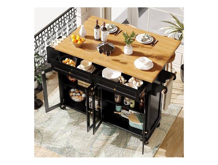 Odikalo Kücheninsel mit Arbeitsplatte, Küchenwagen Servierwagen Sideboard mit Glastüren, (Hochwertige Kücheninsel mit Rollen & Glastüren, Multifunktionaler Servierwagen mit Holzmaserung & großem Stauraum, Mobiler Buffetschrank, Küchenwagen für Esszimmer, Wohnzimmer, Küche Odikalo Kücheninsel mit Arbeitsplatte, Küchenwagen Servierwagen Sideboard mit Glastüren, (Hochwertige Kücheninsel mit Rollen & Glastüren, Multifunktionaler Servierwagen mit Holzmaserung & großem Stauraum, Mobiler Buffetschrank, Küchenwagen für Esszimmer, Wohnzimmer, Küche von OTTO