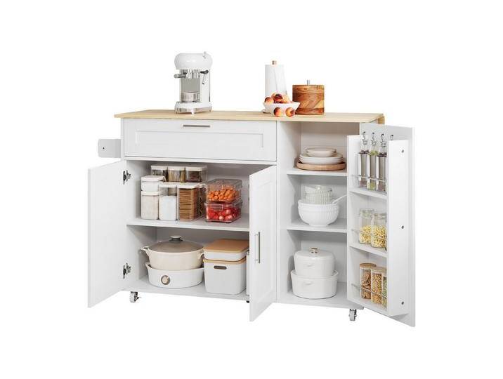 Odikalo Küchentisch Sideboard Arbeitsplatte klappbar Gewürzregal Handtuchhalter Rollen, weiß, Weiß Odikalo Küchentisch Sideboard Arbeitsplatte klappbar Gewürzregal Handtuchhalter Rollen, weiß, Weiß von OTTO