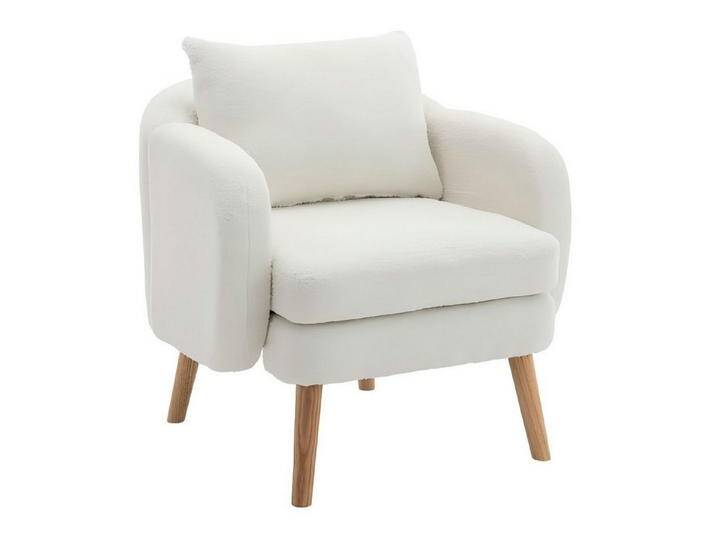 Odikalo Polsterstuhl Sofa-Sessel Einzelsofa Teddy-Samt mit Kissen Freizeitstuhl mehrfarbig, weiß, Weiss von OTTO
