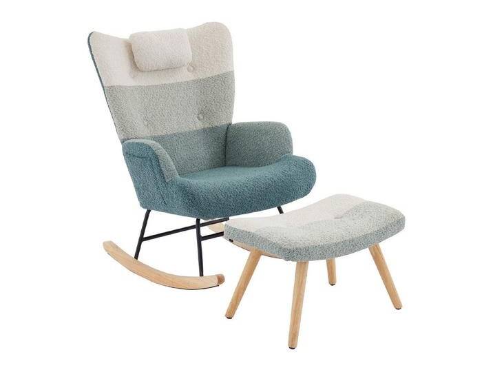 Odikalo Schaukelstuhl Wohnzimmersessel Boucle-Schaukelsessel Schlafzimmersessel Fußbank von OTTO