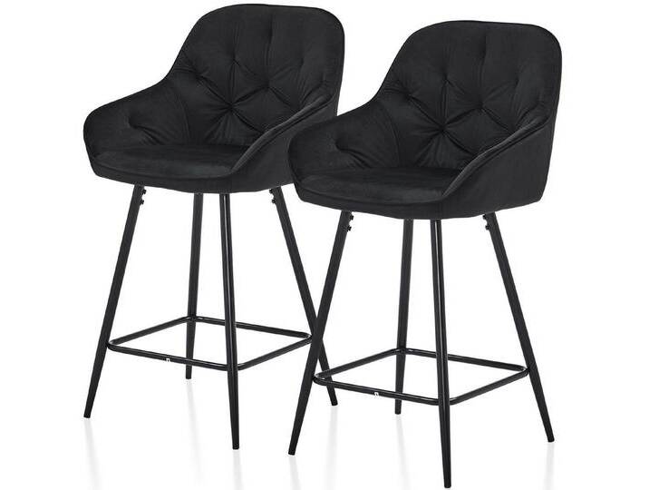 Ofcasa Barhocker Samt Barstuhl (2er Set), gepolsterter Stuhl, Sitzhöhe 65cm, schwarz, Schwarz von OTTO