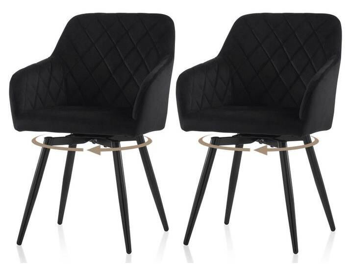 Ofcasa Esszimmerstuhl Drehstuhl (2er Set), Gepolsterter Küchenstuhl aus Samt, schwarz, Raute, Schwarz von OTTO