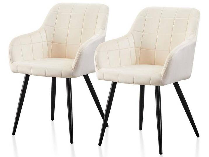 Ofcasa Esszimmerstuhl Küchenstuhl (2er Set), Samt Polsterstuhl, Wohnzimmerstuhl mit Metallbeine, beige, Beige von OTTO
