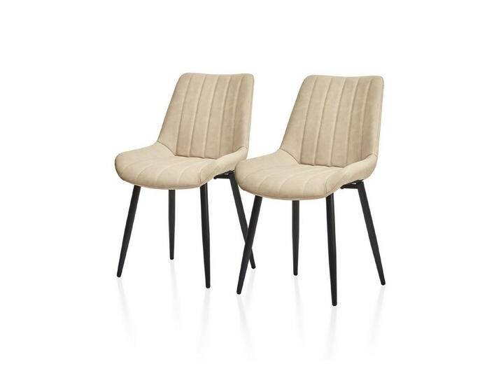Ofcasa Esszimmerstuhl Küchenstuhl mit Rückenlehne (2er Set), Polsterstuhl aus Kunstleder, beige, Beige von OTTO