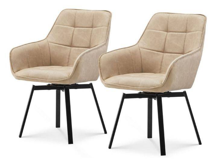 Ofcasa Esszimmerstuhl Kunstlderstuhl (2er Set), Gepolsterter Drehstuhl mit hoher Rückenlehne, beige, Beige von OTTO