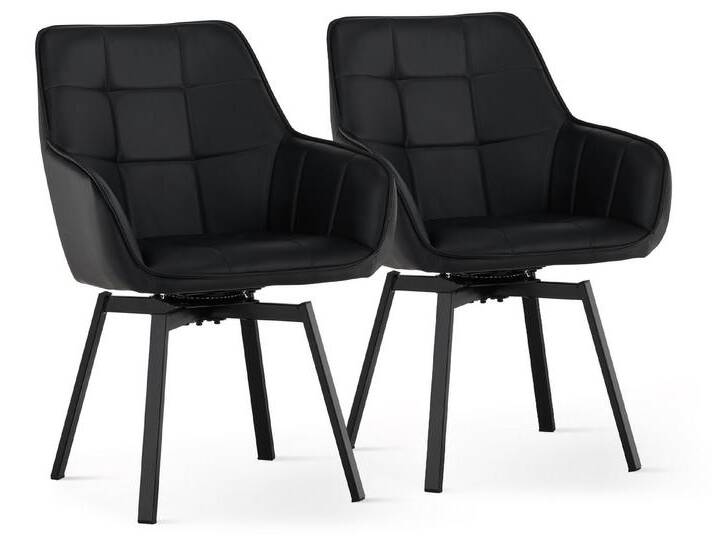 Ofcasa Esszimmerstuhl Kunstlderstuhl (2er Set), Gepolsterter Drehstuhl mit hoher Rückenlehne, schwarz, Schwarz von OTTO