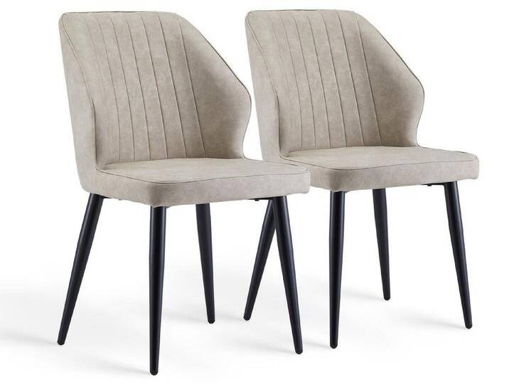 Ofcasa Esszimmerstuhl Kunstleder Küchenstuhl (2er Set), Empfangsstuhl mit Rückenlehne Metallbeinen, beige, Beige von OTTO