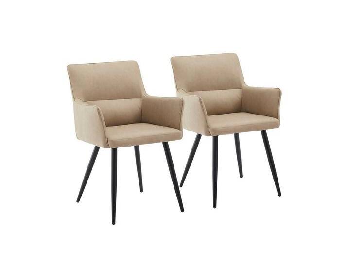 Ofcasa Esszimmerstuhl Kunstleder Polsterstuhl (2er Set), Küchenstuhl mit Armlehnen, Metallbeine Wohnzimmerstuhl, beige, Beige von OTTO