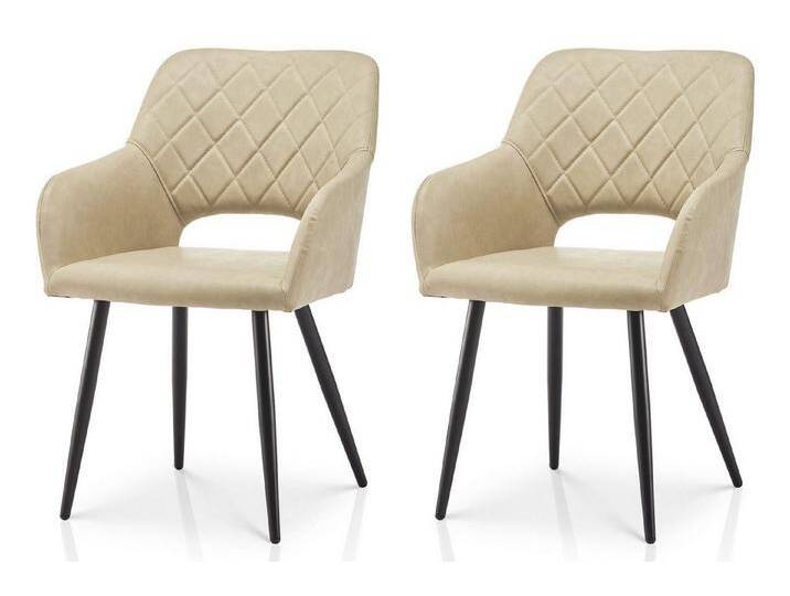 Ofcasa Esszimmerstuhl Moderne Küchenstühle (2er Set), Kunstleder Wohnzimmerstuhl, Polstersessel mit offener Rückenlehne, beige, Beige von OTTO