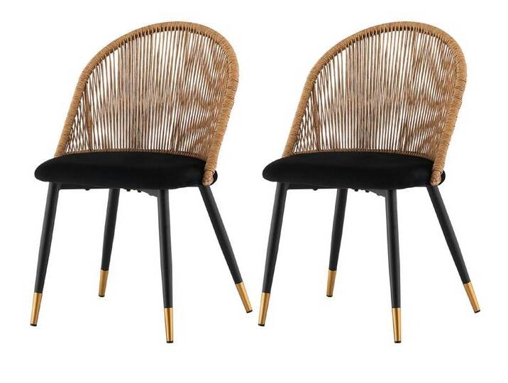 Ofcasa Esszimmerstuhl Polsterstuhl (2er Set), Samtstuhl mit Rattan-Rückenlehne, schwarz, Schwarz von OTTO
