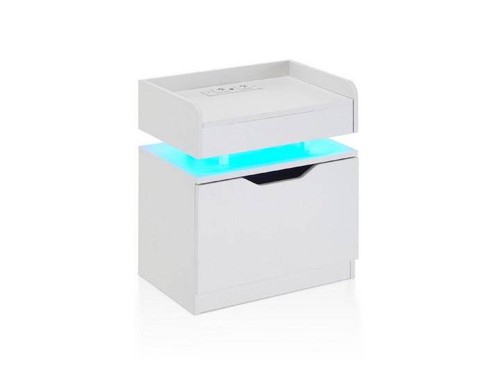 Ofcasa Nachtkommode 50x35x55cm Nachtschrank (1 Nachtkonsole), Nachtkommode mit Verstellbarem LED Licht & USB-Anschluss, weiß von OTTO