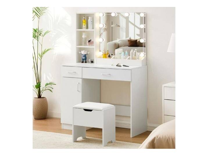 Ofcasa Schminktisch 90x40x140cm Frisiertisch mit 2 Schubladen (2 Pakete), Inkl. LED-Leuchte, weiß von OTTO