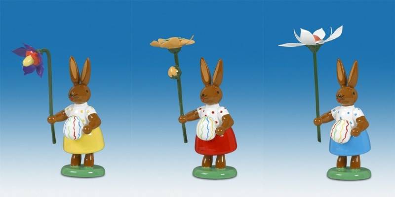 Osterhase Osterdekoration Osterhasen mit Blume und Ei 3-tlg Höhe 7,5cm NEU von OTTO