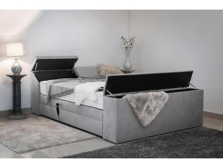 PAARA Boxspringbett Dubai elektrisch verstellbar mit Motor Stauraum, inkl. Matratzen und Topper, mit einzigartigem Belüftungssystem, grau, H3 von OTTO