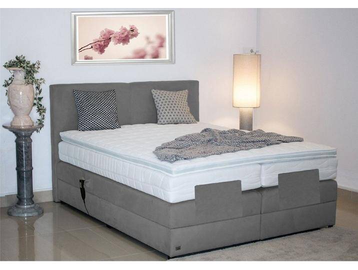 PAARA Boxspringbett Montana« elektrisch verstellbar mit Motor alles, mit einzigartigem Belüftungssystem, grau, mit Motor (10.000 Newton Leistung je Motor), mit elektrischer Kopfteilverstellung und elektrischer Fußteilverstellung, inklusive Matratzen und Topper, 500 Taschenfederkern-Matratzen H2 von OTTO