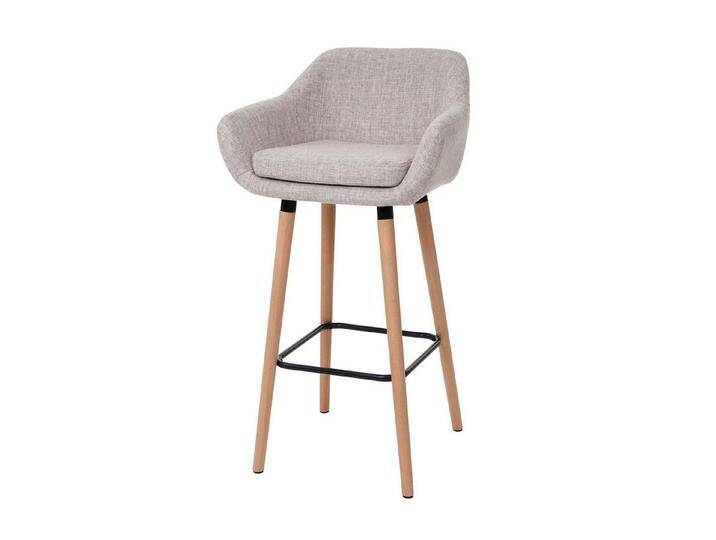 PROREGAL® Barhocker 2x Barhocker Oslo mit Lehne Sitzhöhe 79cm Textil Creme Grau Barstuhl von OTTO