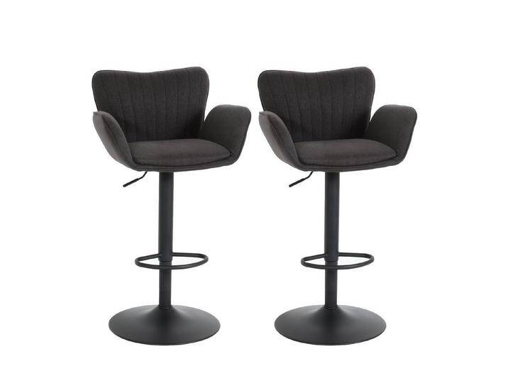 PROREGAL® Barhocker 2x Barhocker gepolstert mit Lehne Sitzhöhe 66-90cm Stoff Dunkelgrau von OTTO