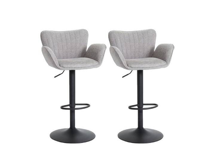 PROREGAL® Barhocker 2x Barhocker gepolstert mit Lehne Sitzhöhe 66-90cm Stoff Hellgrau von OTTO