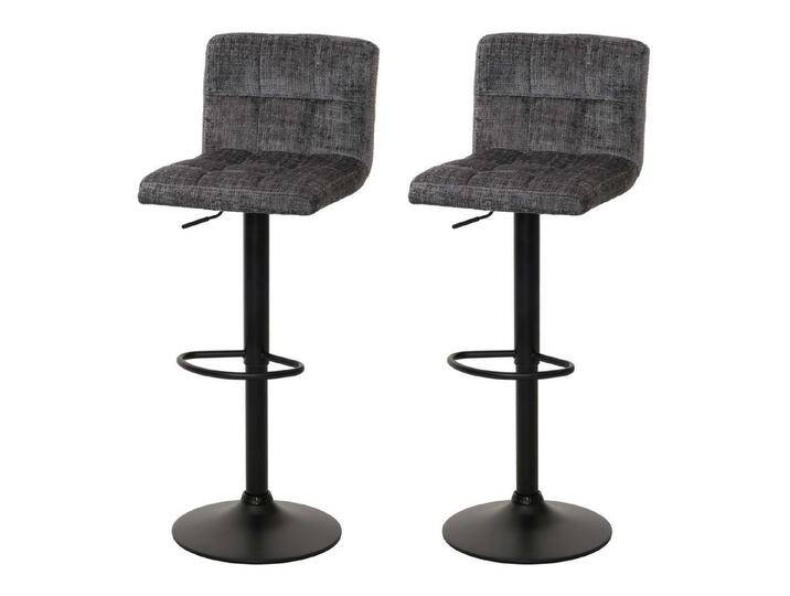 PROREGAL® Barhocker 2x Barhocker mit Lehne Sitzhöhe 63-83cm drehbar Stoff Dunkelgrau von OTTO