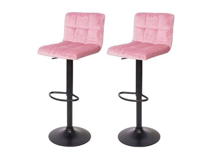 PROREGAL® Barhocker 2x Barhocker mit Lehne Sitzhöhe 63-87cm Samt Rosa Fuß Schwarz von OTTO