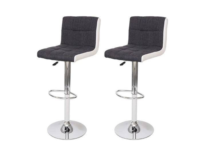 PROREGAL® Barhocker 2x Barhocker mit Lehne Sitzhöhe 63-87cm Stoff/Textil Dunkelgrau Weiß von OTTO