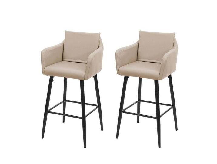 PROREGAL® Barhocker 2x Barhocker mit Lehne Sitzhöhe 74cm Fußablage Metall Kunstleder Taupe von OTTO
