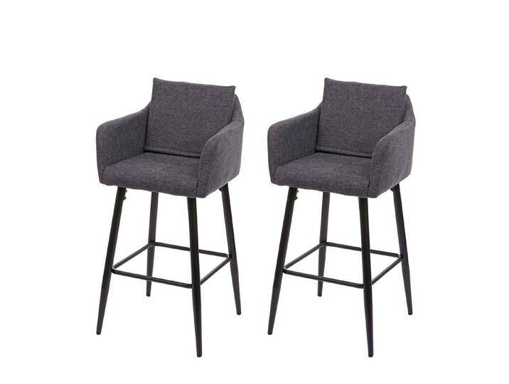 PROREGAL® Barhocker 2x Barhocker mit Lehne Sitzhöhe 74cm Fußablage Metall Stoff Dunkelgrau von OTTO