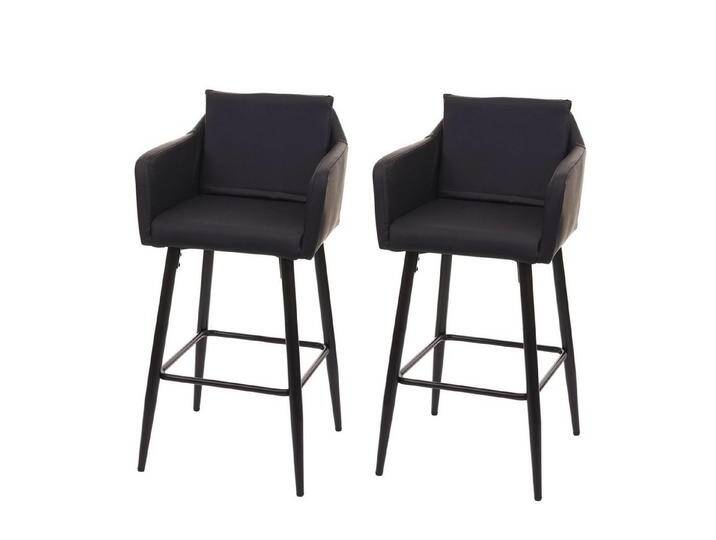PROREGAL® Barhocker 2xBarhocker Lehne Sitzhöhe 74cm Fußablage Metall Kunstleder Schwarz von OTTO