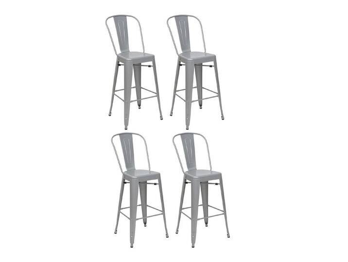PROREGAL® Barhocker 4x Barhocker mit Lehne Sitzhöhe 77cm Metall Graumit von OTTO