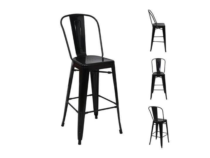 PROREGAL® Barhocker 4x Barhocker mit Lehne Sitzhöhe 77cm Metall Schwarzmit von OTTO