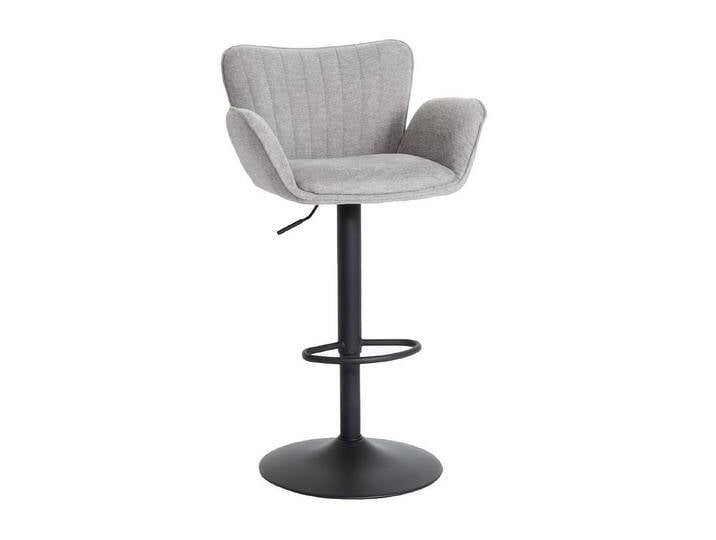 PROREGAL® Barhocker Barhocker gepolstert mit Lehne Sitzhöhe 66-90cm Stoff Hellgrau Schwarz von OTTO