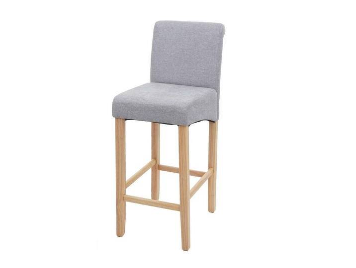 PROREGAL® Barhocker Barhocker mit Lehne Sitzhöhe 75cm Holz Hellgrau Stoff/Textil Barstuhl von OTTO